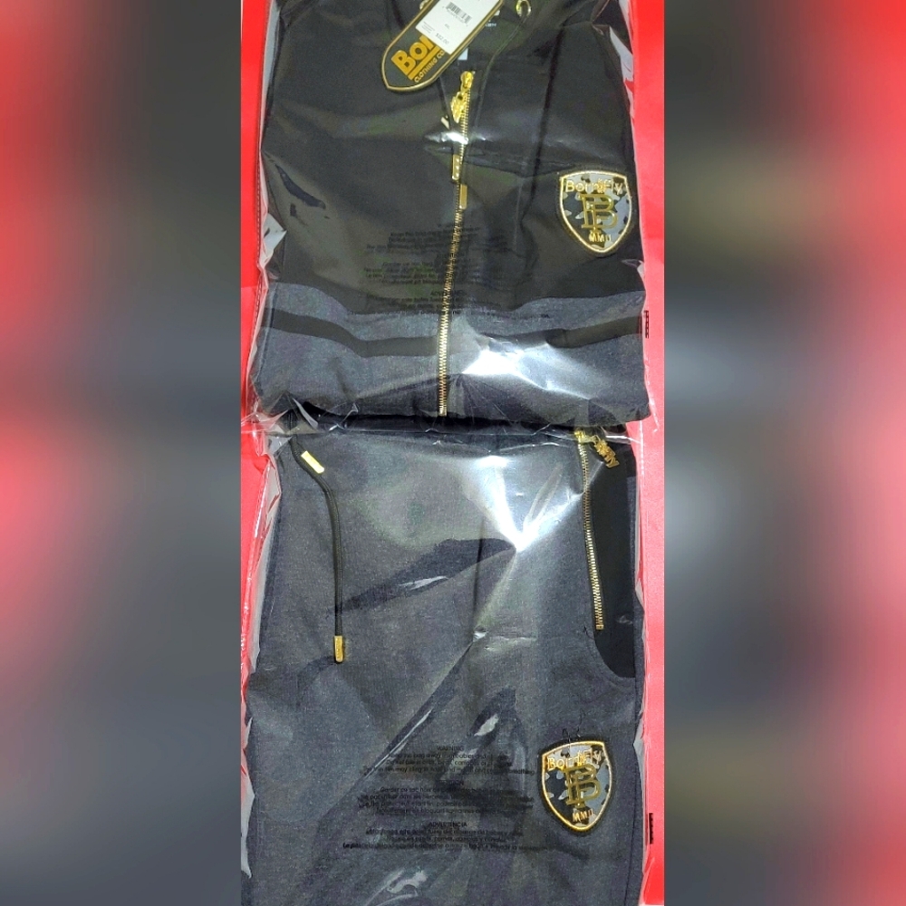 BornFly Jogger Suit Black/Grey/Gold Sz 4XL Men NWT